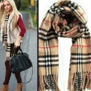 Croft & Barrow Made In Italy Tartan Plaid Fringe 100% Acrylic Fall Scarf NWOT